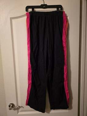 Woman Within Track Pants Size Large Black Pink Orange Striped Active Wear